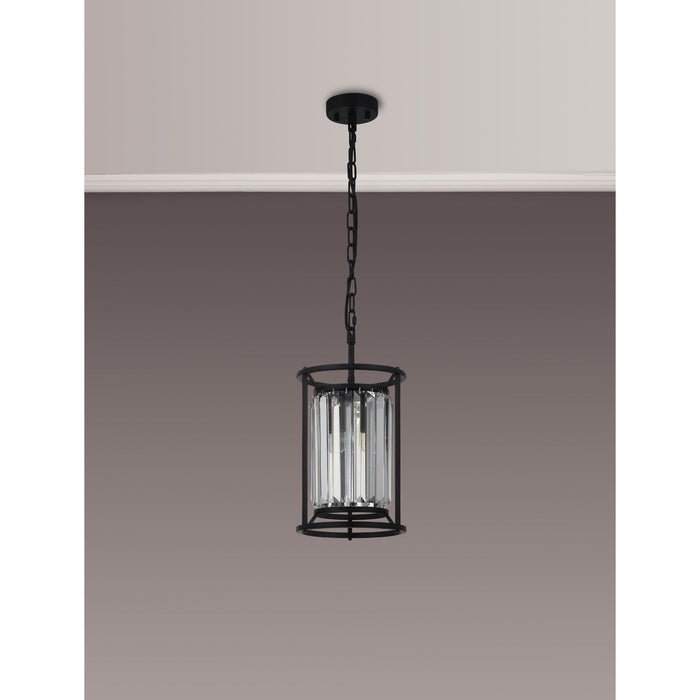 Nelson Lighting NL91059 Maccia 1 Light Pendant/Ceiling Light Satin Black Clear