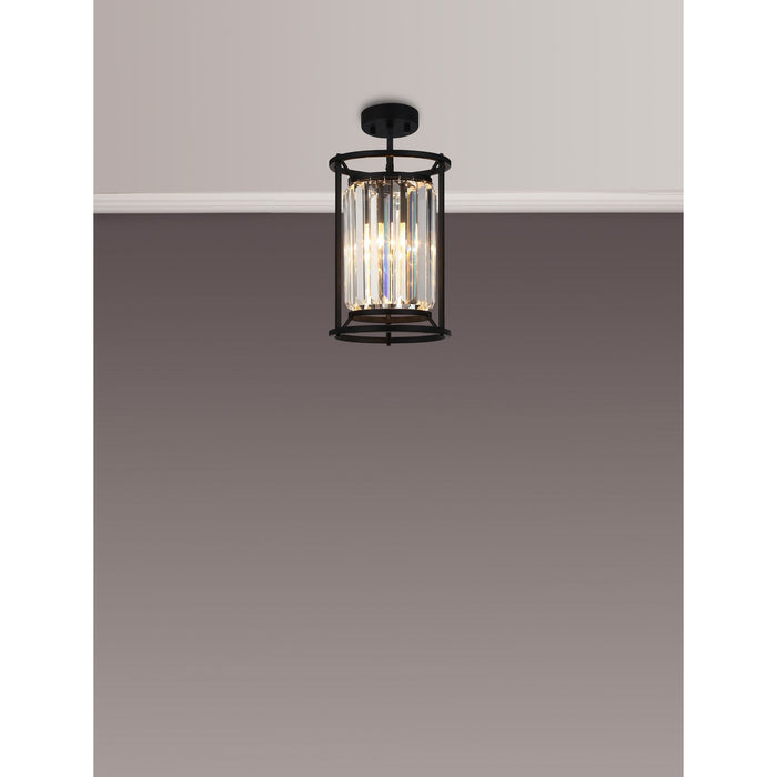 Nelson Lighting NL91059 Maccia 1 Light Pendant/Ceiling Light Satin Black Clear