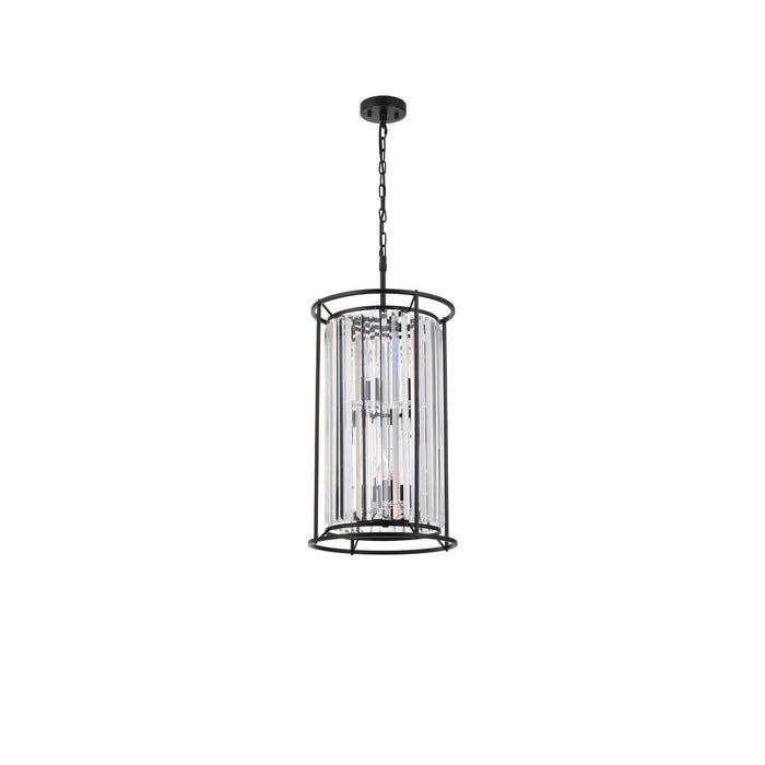 Nelson Lighting NL91099 Maccia 6 Light Pendant/Ceiling Light Satin Black Clear