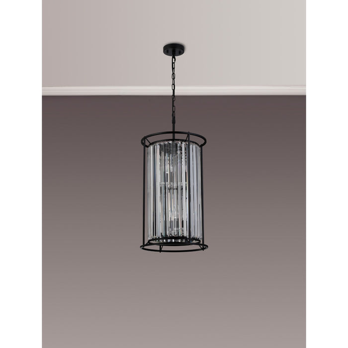 Nelson Lighting NL91099 Maccia 6 Light Pendant/Ceiling Light Satin Black Clear