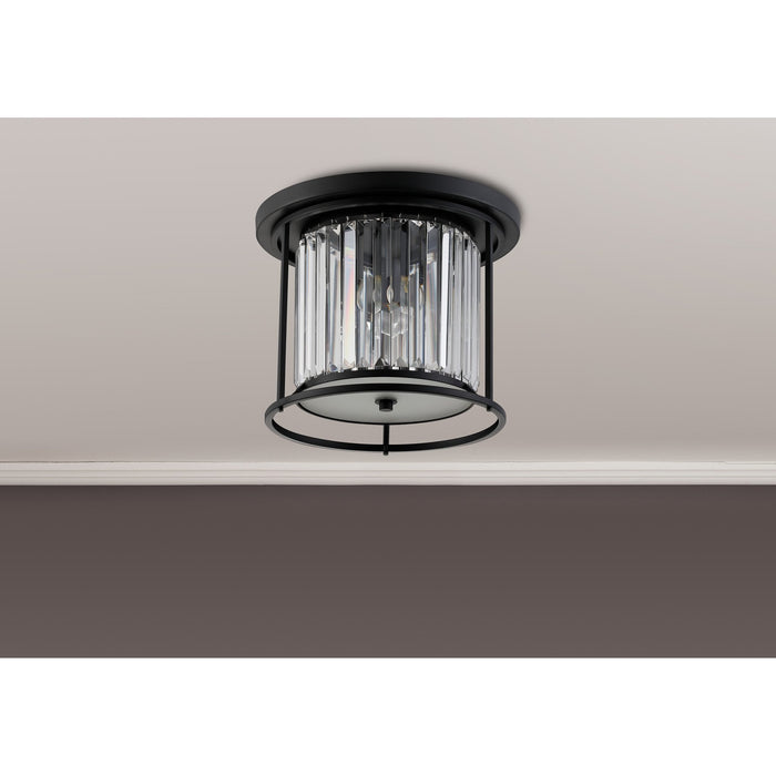 Nelson Lighting NL91119 Maccia 3 Light Flush Ceiling Light Satin Black Clear