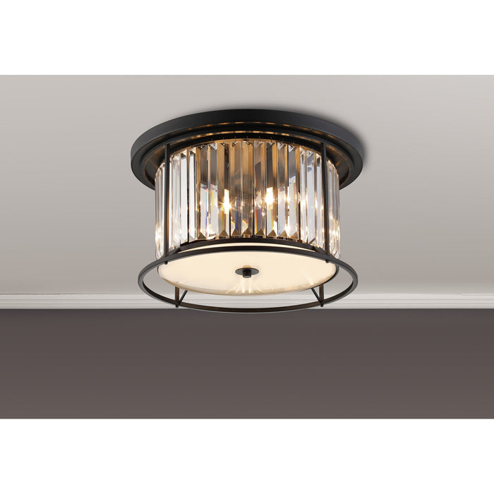 Nelson Lighting NL91129 Maccia 4 Light Flush Ceiling Light Satin Black Clear