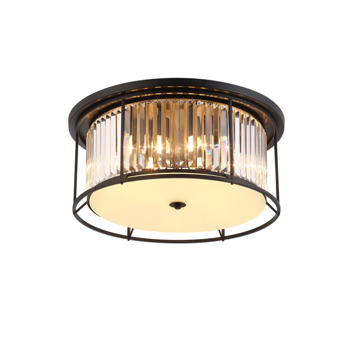 Nelson Lighting NL91139 Maccia 6 Light Flush Ceiling Light Satin Black Clear