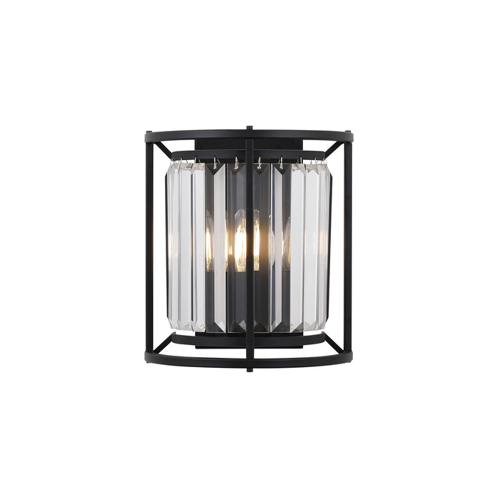 Nelson Lighting NL91149 Maccia 2 Light Wall Light Satin Black Clear