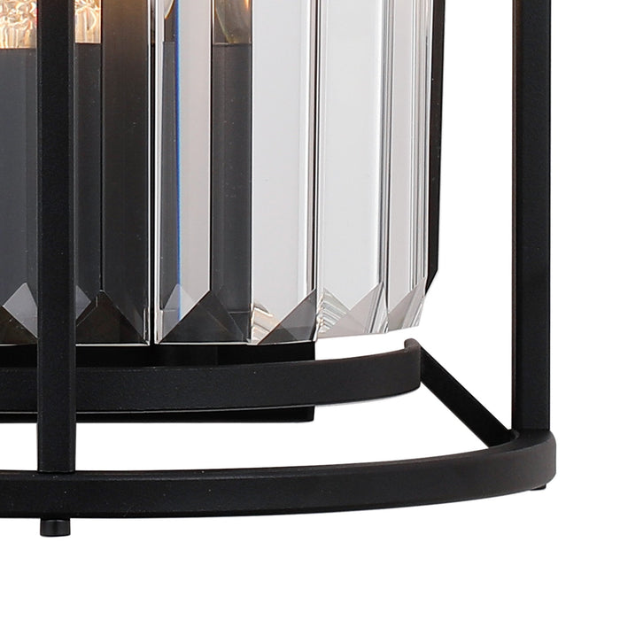 Nelson Lighting NL91149 Maccia 2 Light Wall Light Satin Black Clear