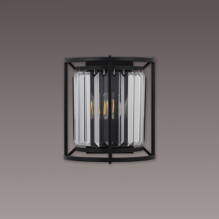 Nelson Lighting NL91149 Maccia 2 Light Wall Light Satin Black Clear