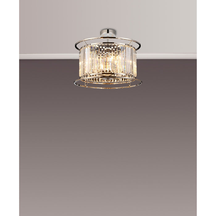 Nelson Lighting NL91189 Maccia 6 Light Pendant/Ceiling Light Polished Nickel Clear