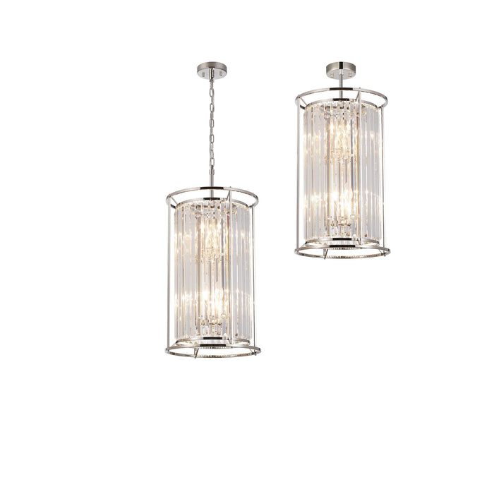 Nelson Lighting NL91209 Maccia 6 Light Pendant/Ceiling Light Polished Nickel Clear