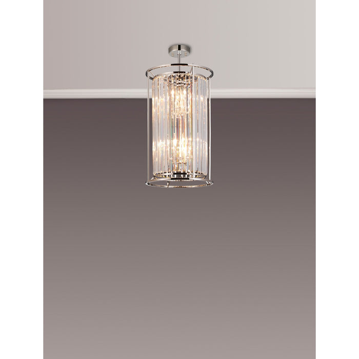 Nelson Lighting NL91209 Maccia 6 Light Pendant/Ceiling Light Polished Nickel Clear