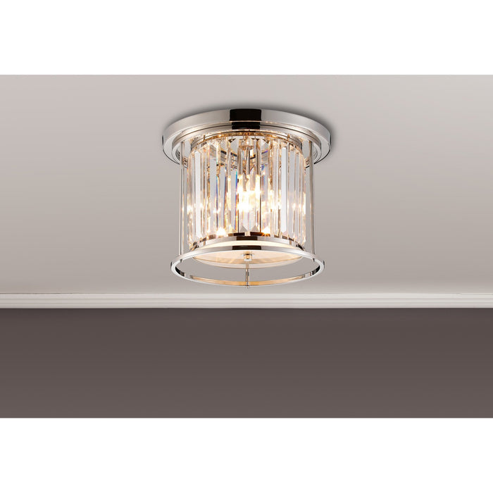 Nelson Lighting NL91229 Maccia 3 Light Flush Ceiling Light Polished Nickel Clear