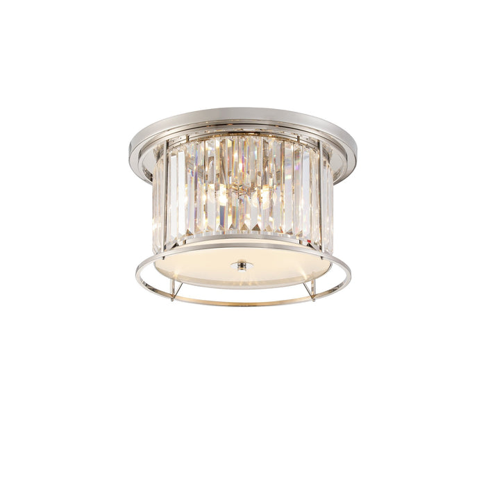 Nelson Lighting NL91239 Maccia 4 Light Flush Ceiling Light Polished Nickel Clear