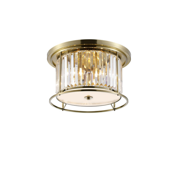 Nelson Lighting NL91349 Maccia 4 Light Flush Ceiling Light Antique Brass Clear