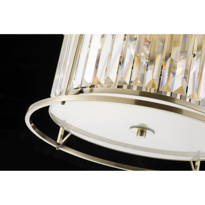 Nelson Lighting NL91349 Maccia 4 Light Flush Ceiling Light Antique Brass Clear