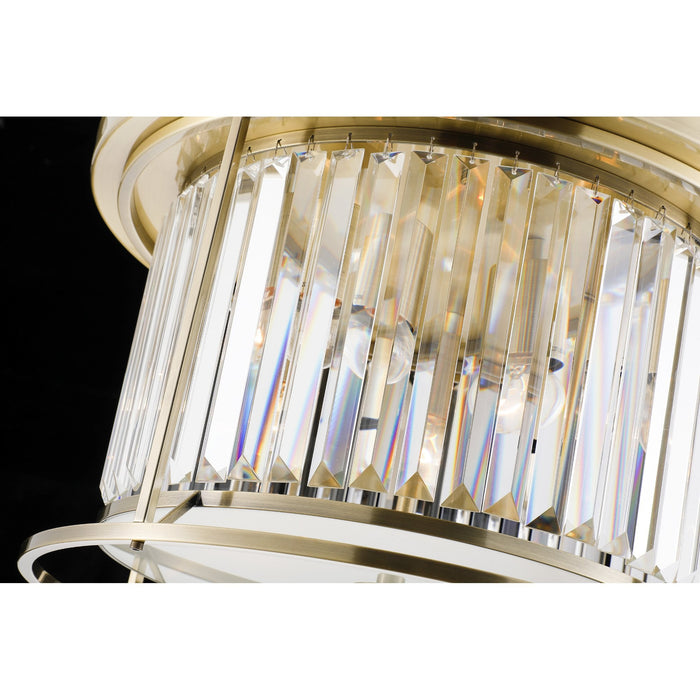 Nelson Lighting NL91349 Maccia 4 Light Flush Ceiling Light Antique Brass Clear