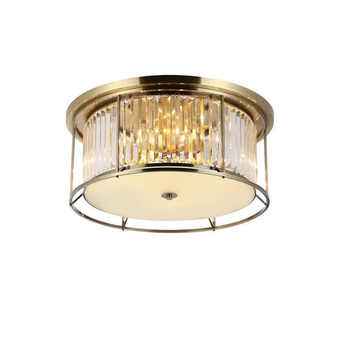 Nelson Lighting NL91359 Maccia 6 Light Flush Ceiling Light Antique Brass Clear