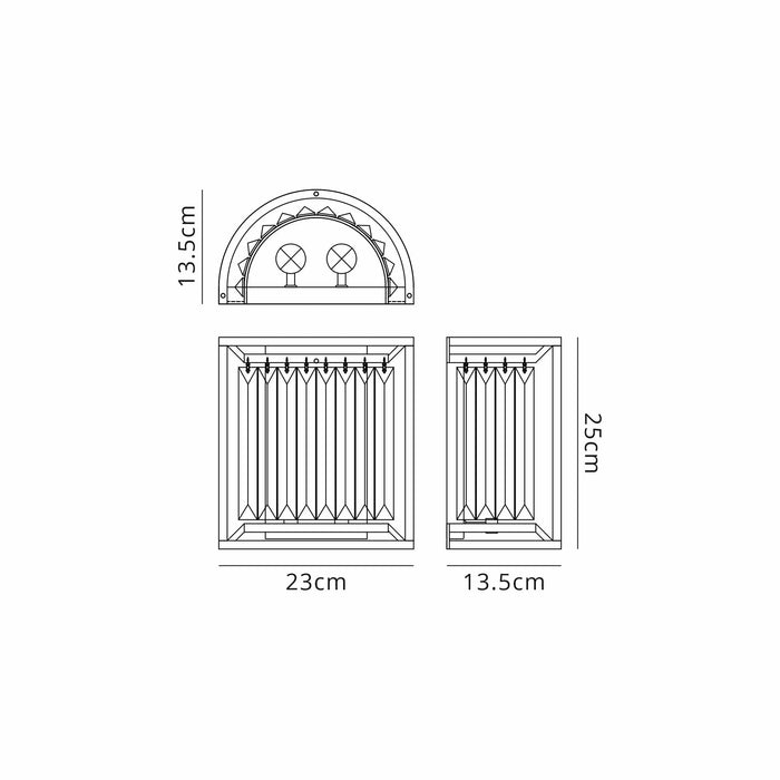 Nelson Lighting NL91369 Maccia 2 Light Wall Light Antique Brass Clear