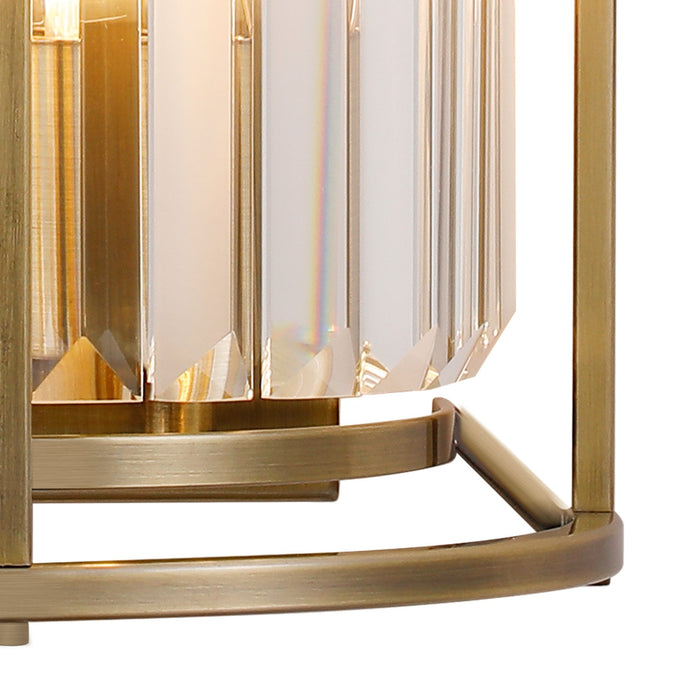 Nelson Lighting NL91369 Maccia 2 Light Wall Light Antique Brass Clear