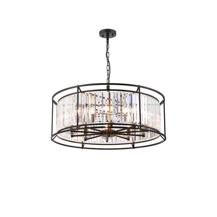 Nelson Lighting NL93059 Maccia 10 Light Pendant Satin Black Clear