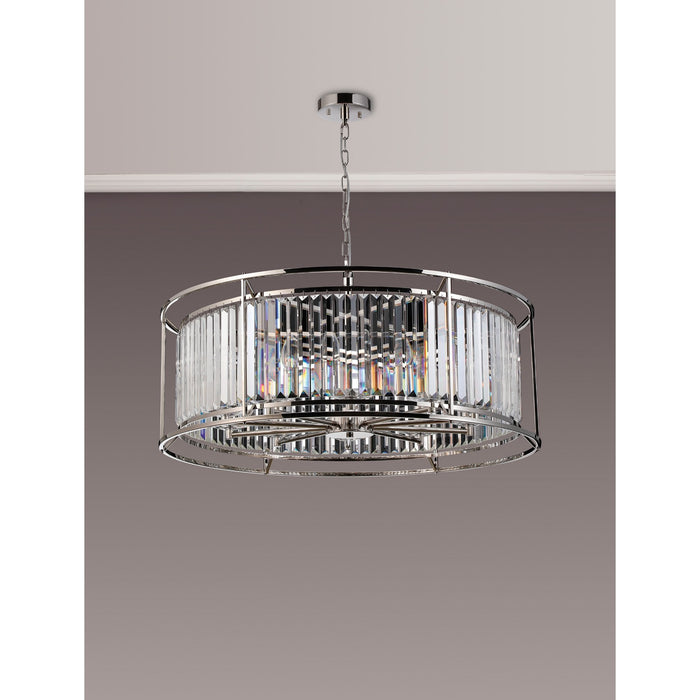 Nelson Lighting NL93069 Maccia 10 Light Pendant Polished Nickel Clear