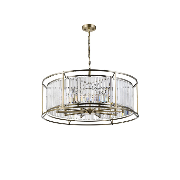 Nelson Lighting NL93079 Maccia 10 Light Pendant Antique Brass Clear