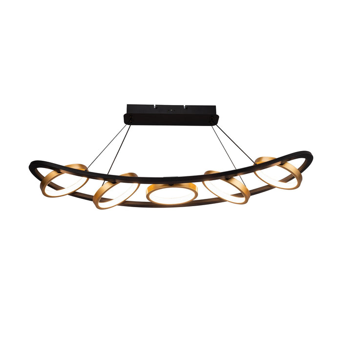 Nelson Lighting NL74519 Naegel 5 LED Linear Pendant Satin Black Gold