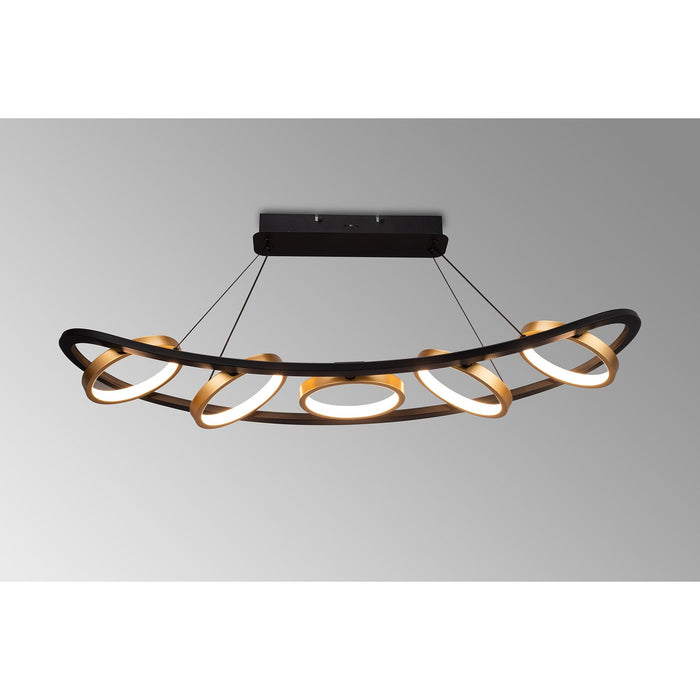 Nelson Lighting NL74519 Naegel 5 LED Linear Pendant Satin Black Gold