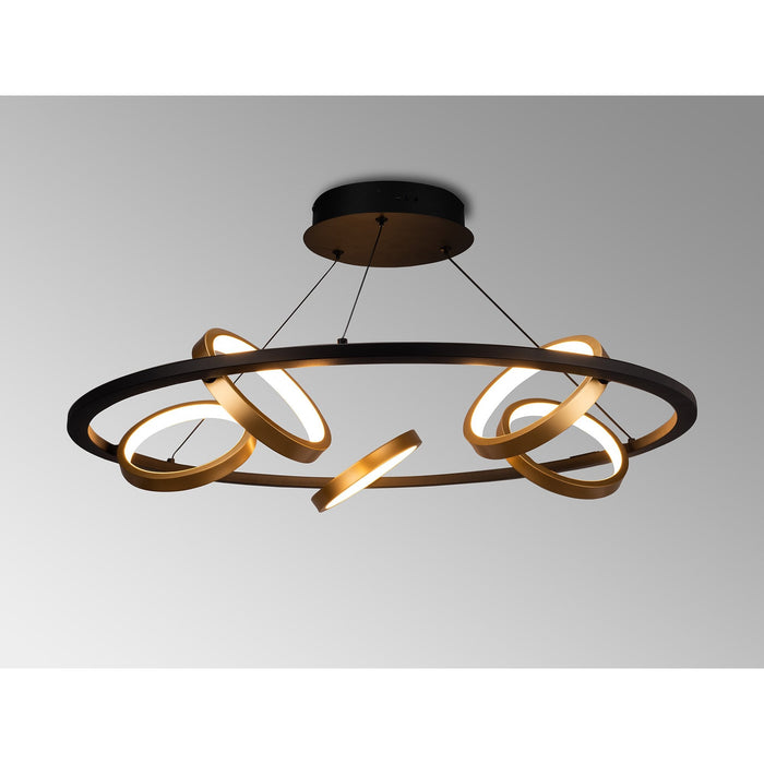 Nelson Lighting NL74529 Naegel 5 LED Round Pendant Satin Black Gold