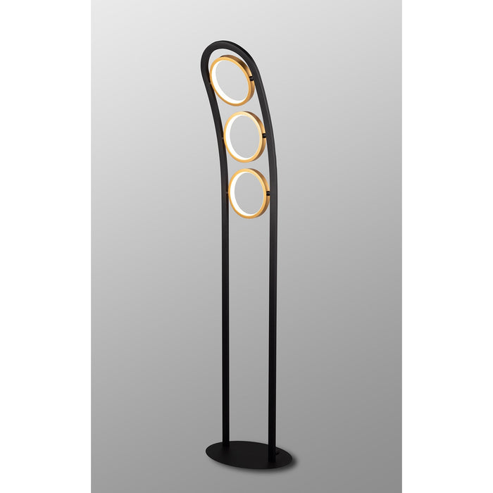 Nelson Lighting NL74579 Naegel 3 LED Floor Lamp Satin Black Gold