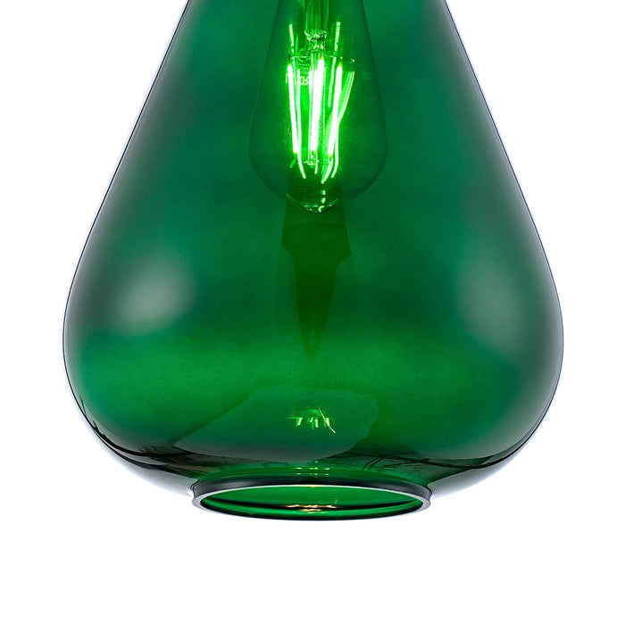 Nelson Lighting NLK09259 Olivia 1 Light Narrow Pendant Ancient Brass Green