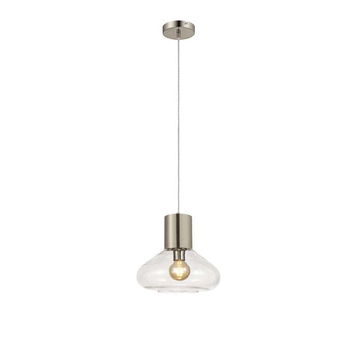 Nelson Lighting NLK09569 Olivia 1 Light Wide Pendant Satin Nickel