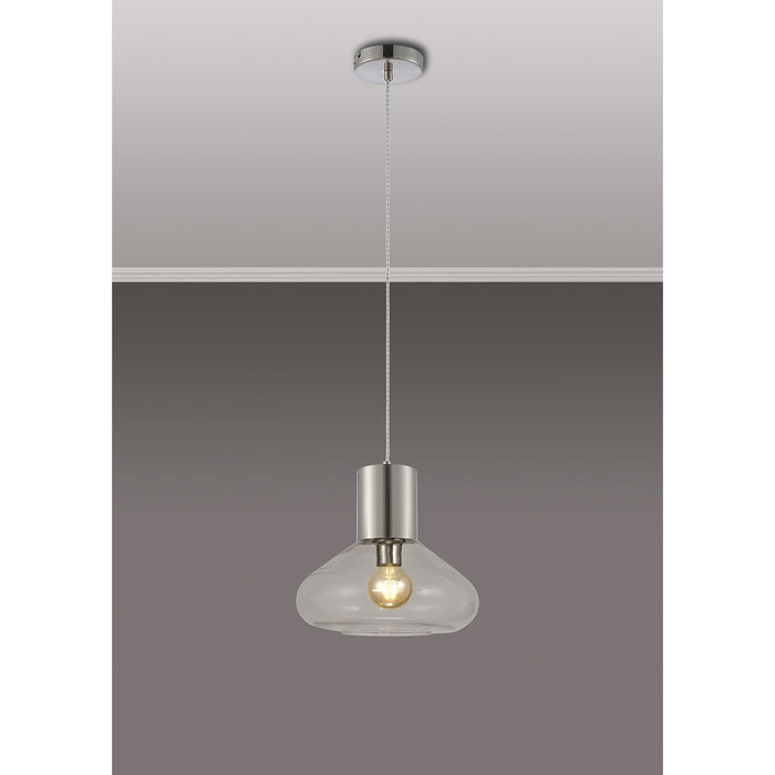 Nelson Lighting NLK09569 Olivia 1 Light Wide Pendant Satin Nickel