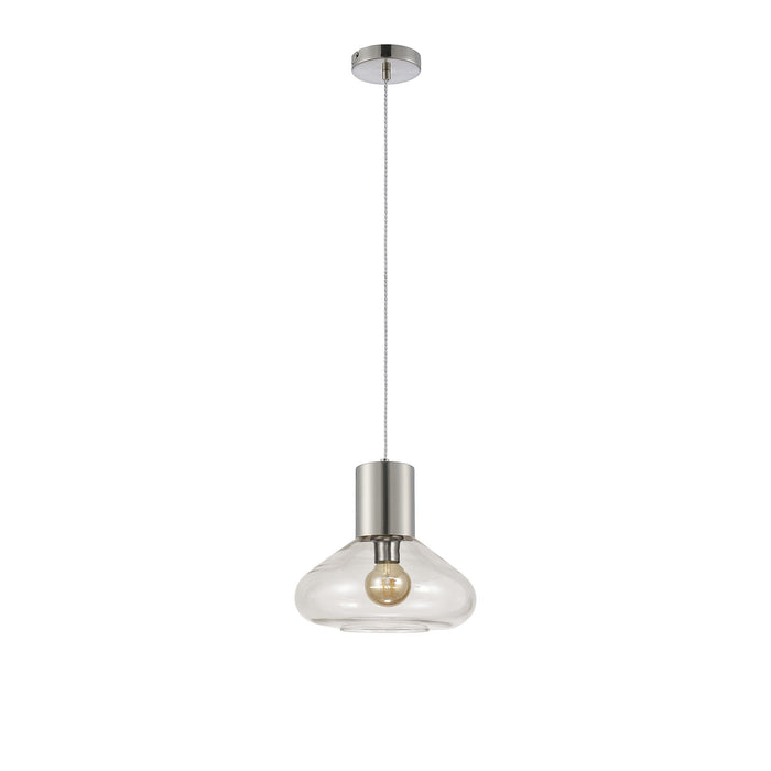 Nelson Lighting NLK09569 Olivia 1 Light Wide Pendant Satin Nickel