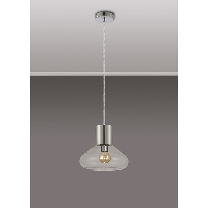 Nelson Lighting NLK09569 Olivia 1 Light Wide Pendant Satin Nickel