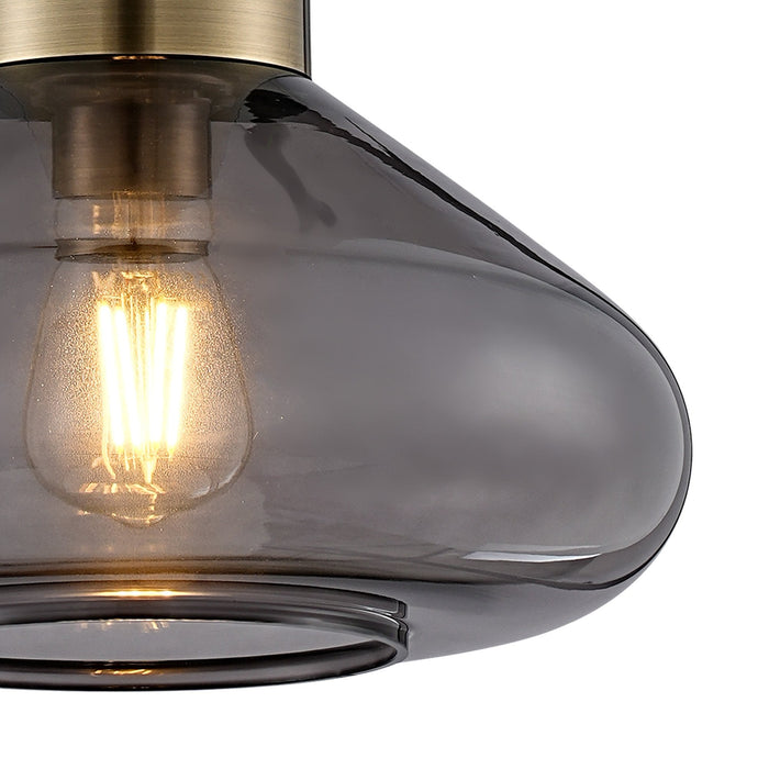 Nelson Lighting NLK10019 Olivia 1 Light Wide Pendant Antique Brass Black