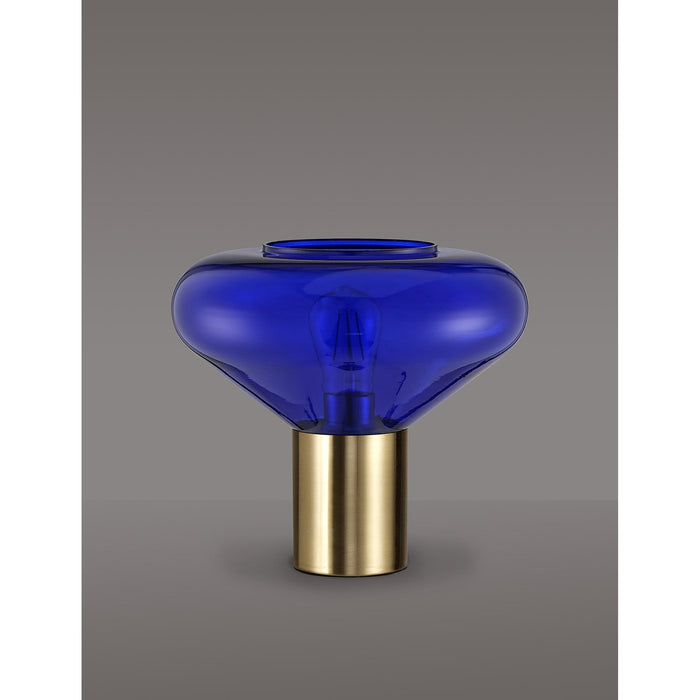 Nelson Lighting NLK10649 Olivia 1 Light Table Lamp Ancient Brass Blue