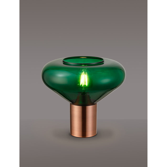 Nelson Lighting NLK11489 Olivia 1 Light Table Lamp Antique Copper Green