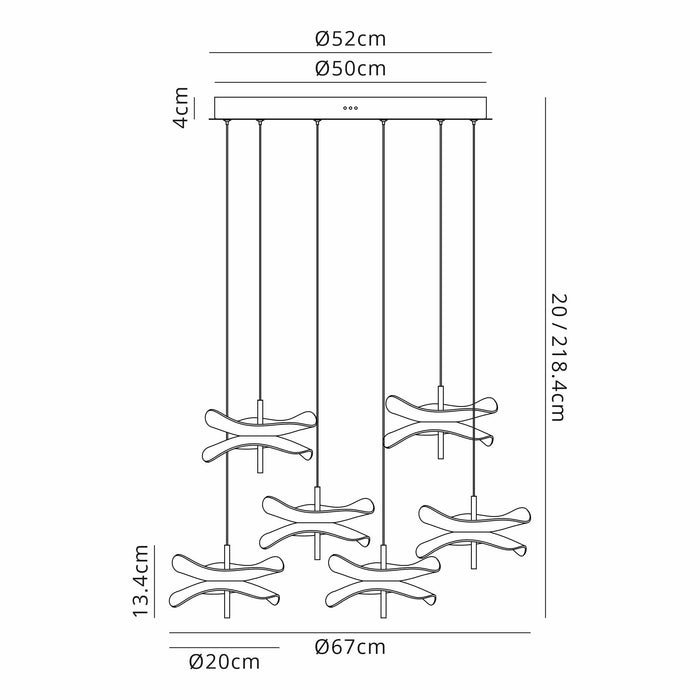 Nelson Lighting NL73399 Padwa 6 LED Round Pendant Polished Chrome