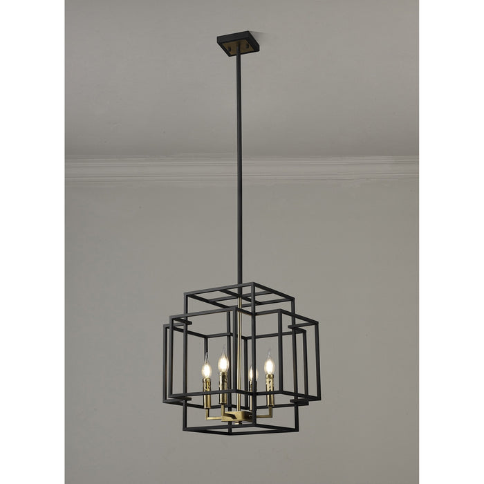 Nelson Lighting NL87999 Palit 4 Light Pendant Black Gold