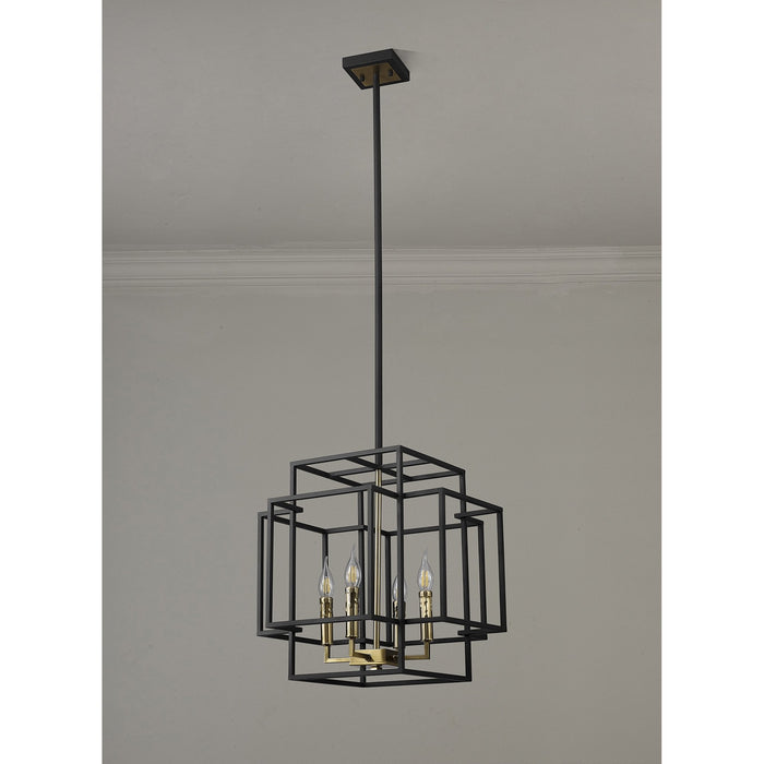 Nelson Lighting NL87999 Palit 4 Light Pendant Black Gold