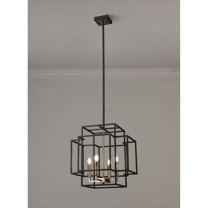 Nelson Lighting NL87999 Palit 4 Light Pendant Black Gold