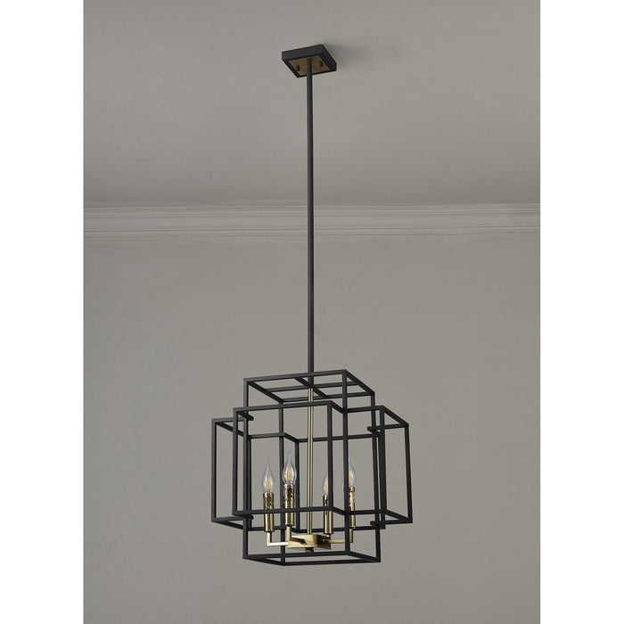 Nelson Lighting NL87999 Palit 4 Light Pendant Black Gold