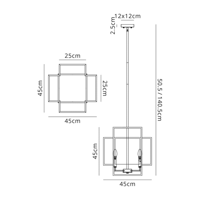 Nelson Lighting NL88009 Palit 4 Light Pendant Anthracite Satin Nickel