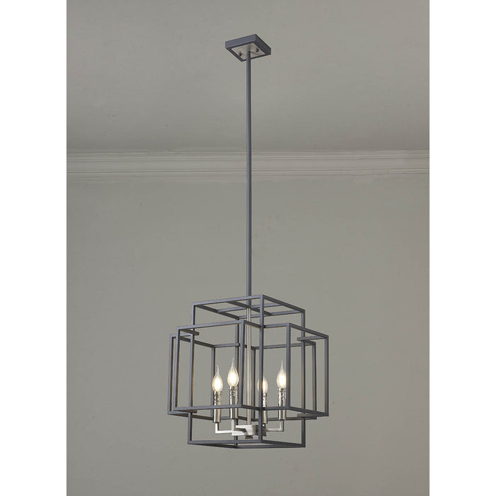 Nelson Lighting NL88009 Palit 4 Light Pendant Anthracite Satin Nickel