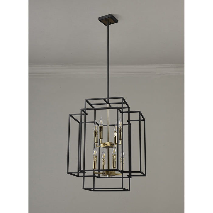 Nelson Lighting NL88019 Palit 8 Light Pendant Black Gold