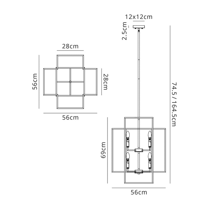 Nelson Lighting NL88029 Palit 8 Light Pendant Anthracite Satin Nickel