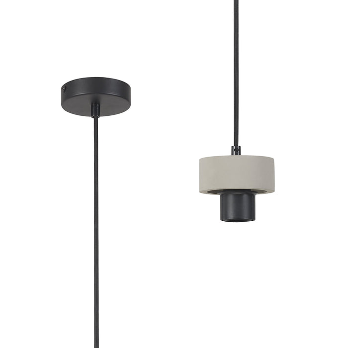 Nelson Lighting NL85529 Raibon Suspension Kit Matt Black / Concrete / Black Fabric