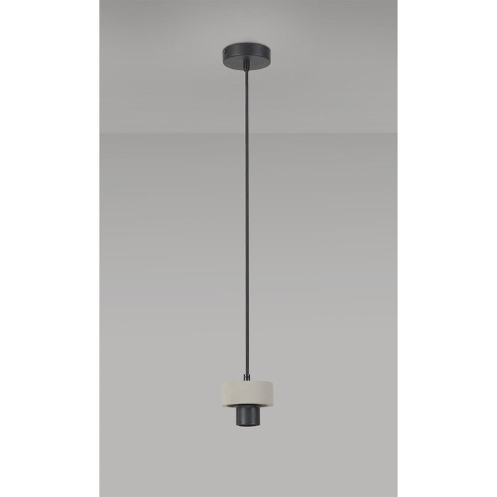 Nelson Lighting NL85529 Raibon Suspension Kit Matt Black / Concrete / Black Fabric