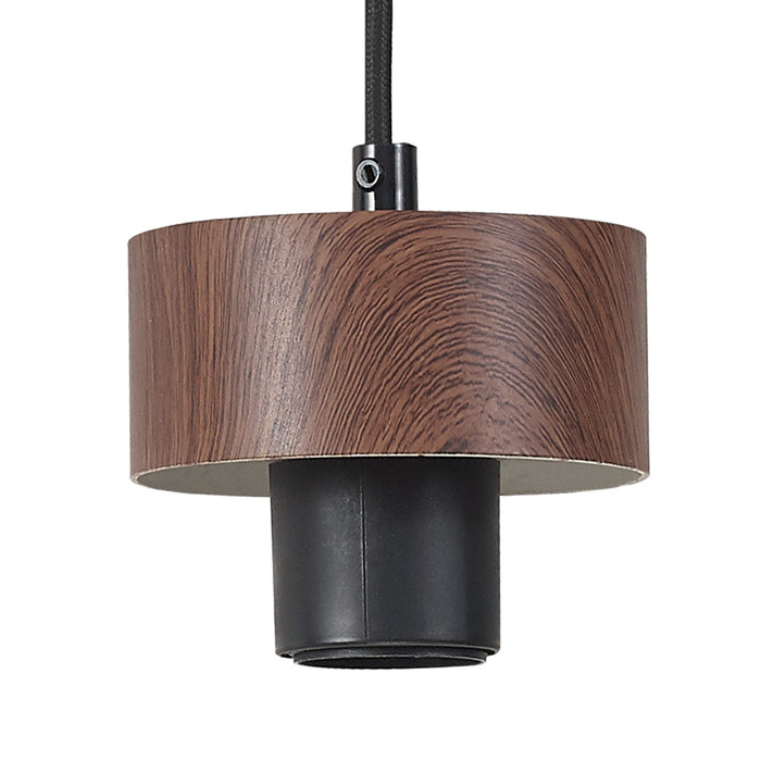 Nelson Lighting NL85539 Raibon Suspension Kit Matt Black / Walnut / Black Fabric