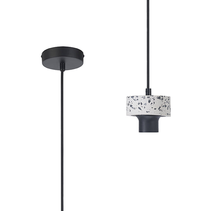 Nelson Lighting NL85569 Raibon Suspension Kit Terrazzo Marble / Black / Black Fabric