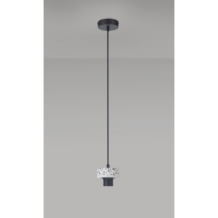 Nelson Lighting NL85569 Raibon Suspension Kit Terrazzo Marble / Black / Black Fabric